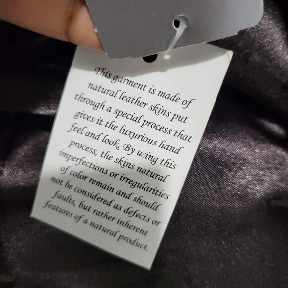 Chicos Leather Jacket Brown Cafe Racer Biker Pockets Zippered Size Small Davita - Picture 14 of 15